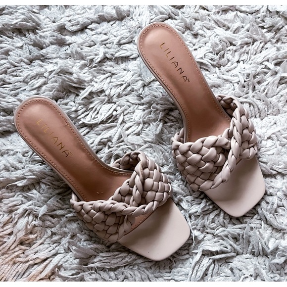 Nude Braided Chunky Heels - Picture 5 of 7